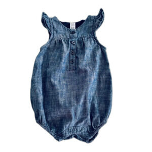 Baby GAP Girl Chambray Denim Romper Bubble Suit Size 3-6M